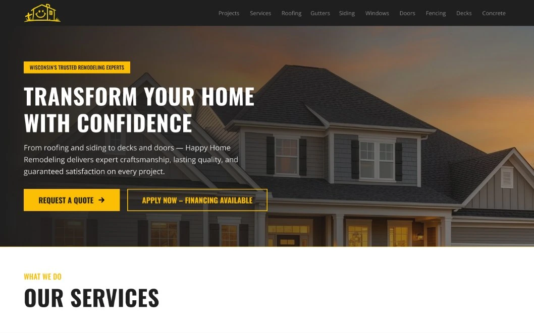 Fox Valley Exteriors website preview