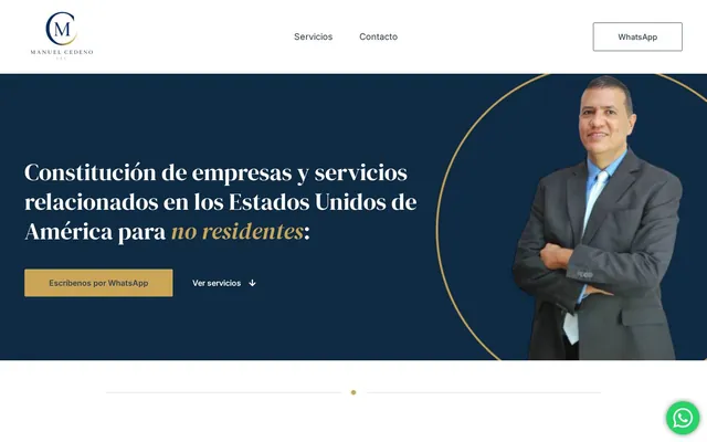Página de inicio de Manuel Cedeño LLC sobre la constitución de empresas en Estados Unidos